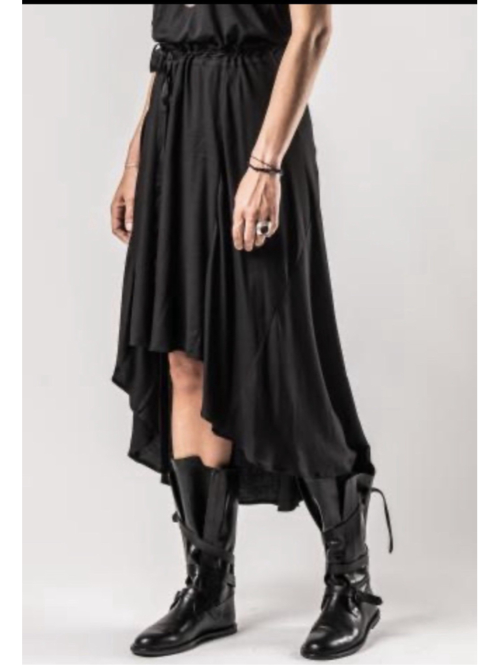 New Ann Demeulemeester Rasoseta Silk Asymmetrical Open Front Skirt Size FR 34 XS